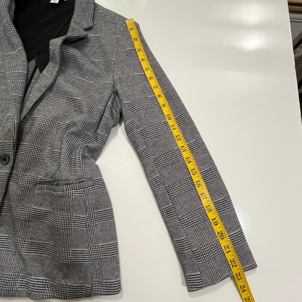 Old Navy Blazer Womens L Black White Glen Plaid Single Button Academia Office - Picture 5 of 13